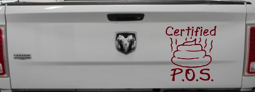 Certified POS Funny Car or Truck Window Vinyl Decal Sticker (Purple Red)