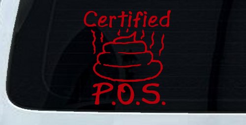 Certified POS Funny Car or Truck Window Decal Sticker (Red)