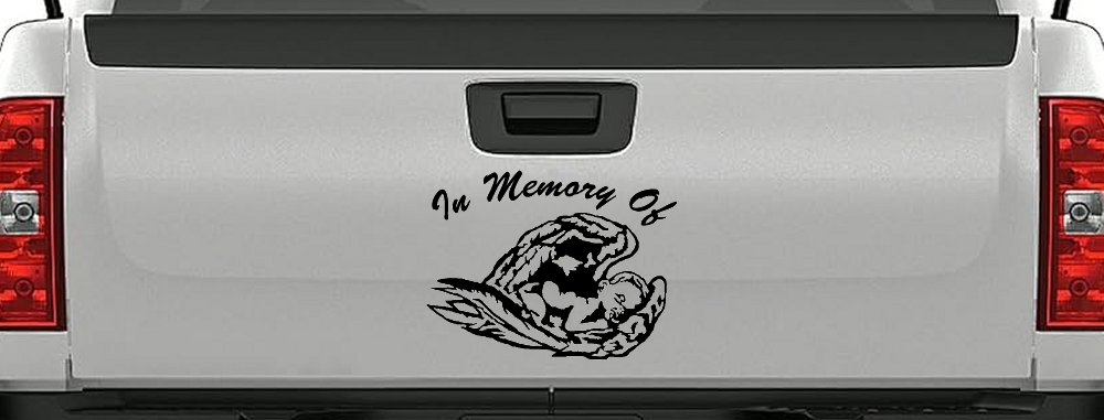 In Memory Of Angel Baby Christian Car or Truck Window Decal Sticker (Black)