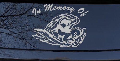 In Memory Of Angel Baby Christian Car or Truck Window Decal Sticker (Light Gray)