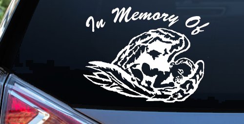 In Memory Of Angel Baby Christian Car or Truck Window Vinyl Decal Sticker (White)