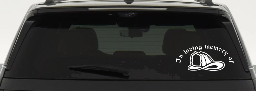 In Loving Memory Of Firefighter Helmet Car or Truck Window Decal Sticker