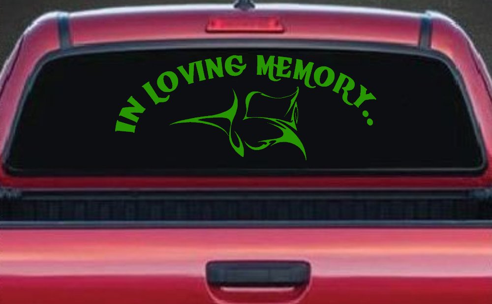 In Loving Memory Of Tulip Rose Car or Truck Window Decal Sticker (Lime)