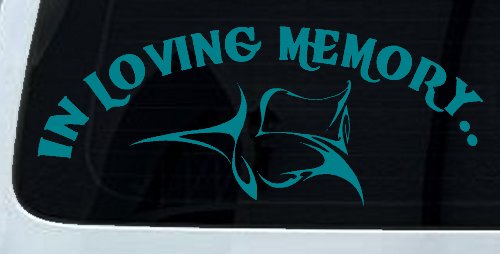 In Loving Memory Of Tulip Rose Car or Truck Window Decal Sticker (Turquoise Blue)