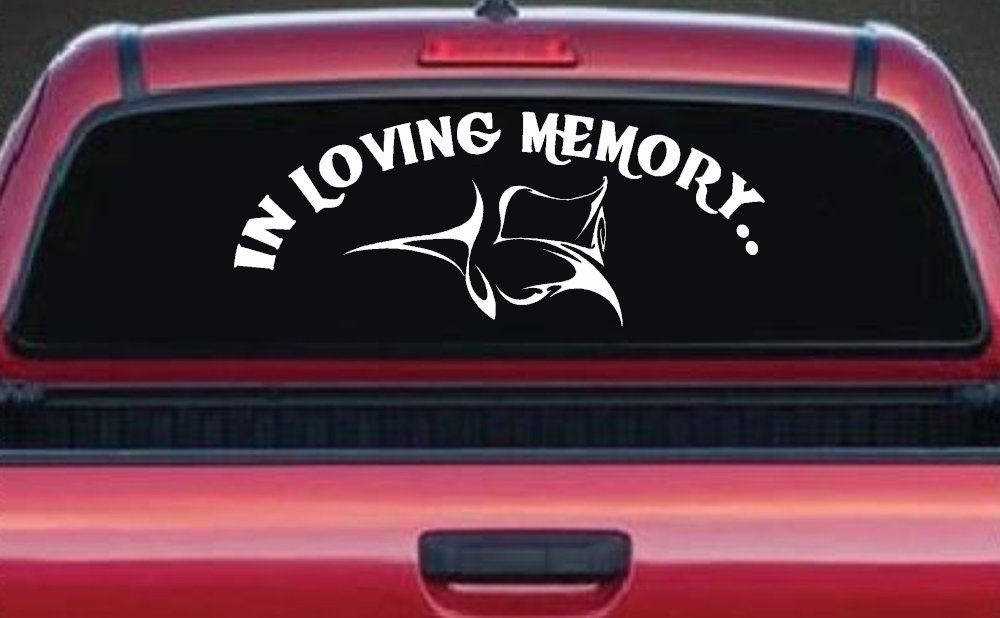 In Loving Memory Of Tulip Rose Car or Truck Window Decal Sticker (White)