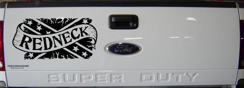 Redneck Banner Rebel Flag Country Car or Truck Window Decal Sticker (Black)