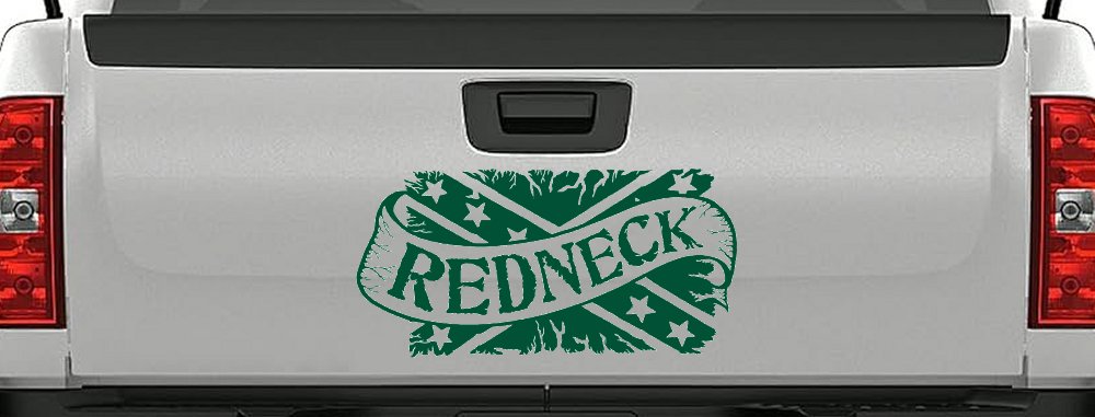 Redneck Banner Rebel Flag Country Car or Truck Window Vinyl Decal Sticker (Dark Green)