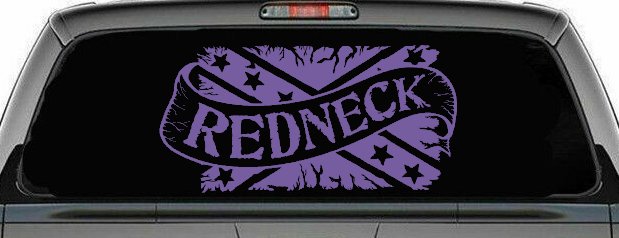 Redneck Banner Rebel Flag Country Car or Truck Window Decal Sticker (Purple)