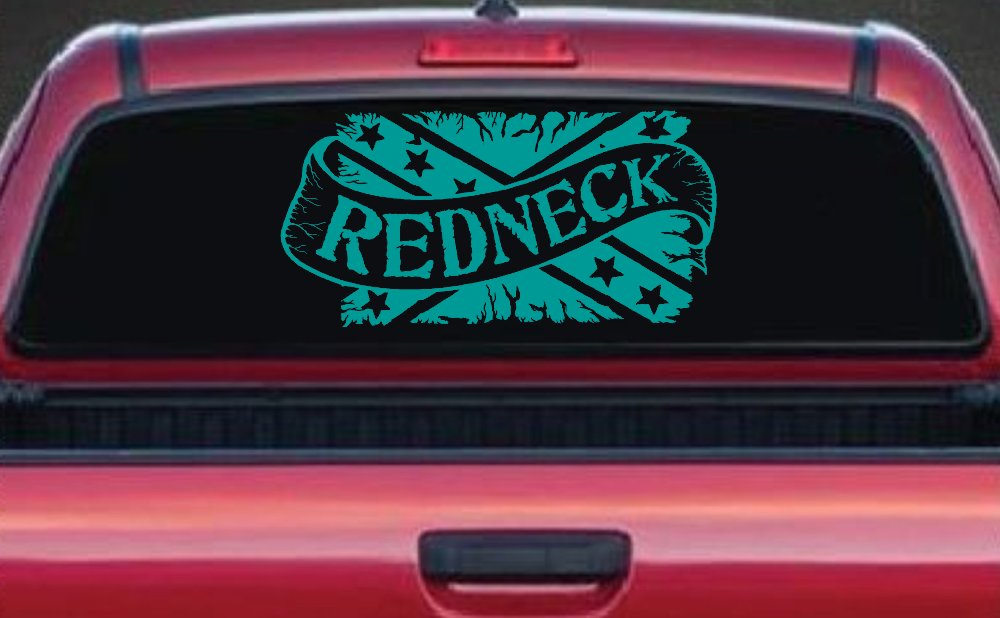Redneck Banner Rebel Flag Country Car or Truck Window Decal Sticker (Turquoise)