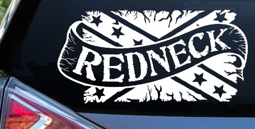 Redneck Banner Rebel Flag Country Car or Truck Window Vinyl Decal Sticker (White)