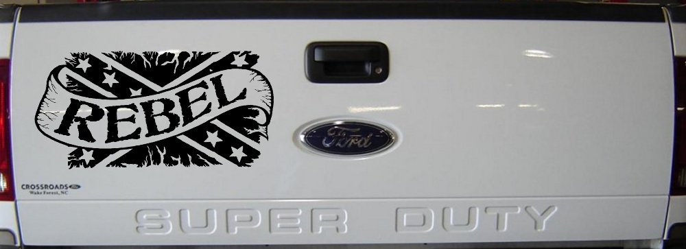 Rebel Banner Rebel Flag Country Car or Truck Window Decal Sticker (Black)