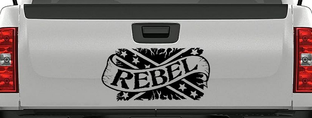 Rebel Banner Rebel Flag Country Car or Truck Window Decal Sticker (Black)
