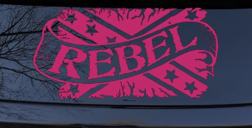 Rebel Banner Rebel Flag Country Car or Truck Window Decal Sticker (Hot Pink)