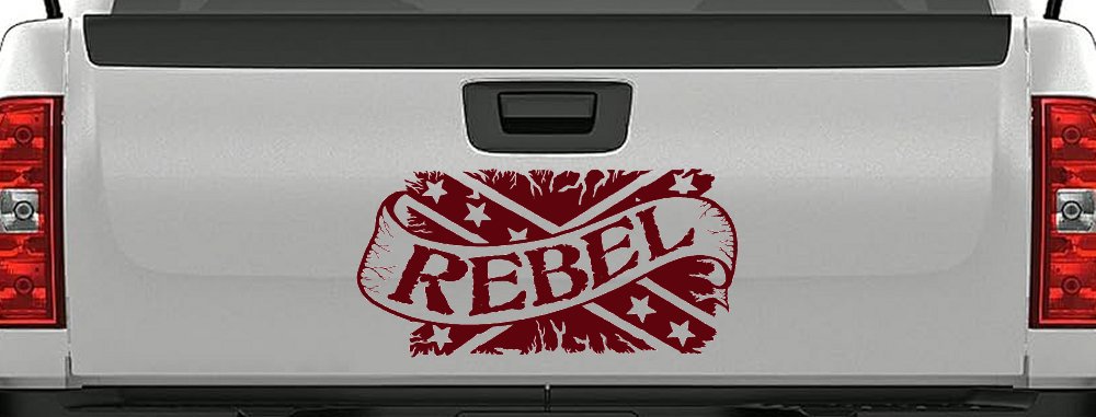 Rebel Banner Rebel Flag Country Car or Truck Window Decal Sticker (Purple Red)