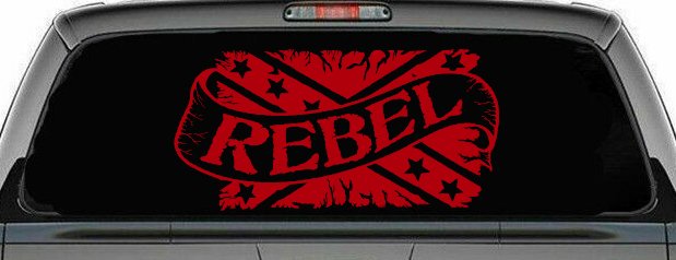 Rebel Banner Rebel Flag Country Car or Truck Window Decal Sticker (Red)