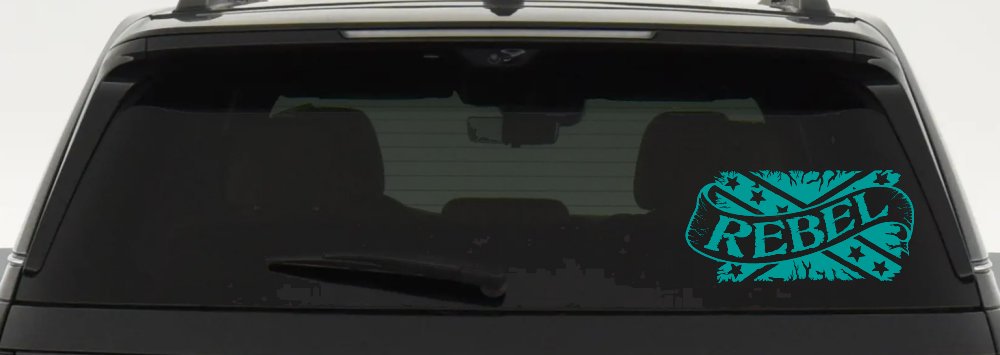 Rebel Banner Rebel Flag Country Car or Truck Window Decal Sticker (Turquoise)