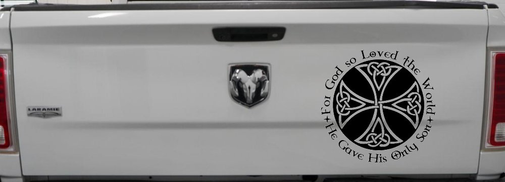 Celtic Cross John 3:16 God Loved the World Christian Car or Truck Window Decal Sticker