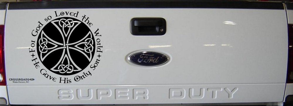 Celtic Cross John 3:16 God Loved the World Christian Car or Truck Window Vinyl Decal Sticker (Black)