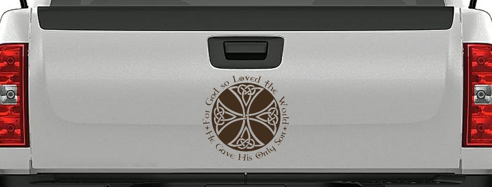 Celtic Cross John 3:16 God Loved the World Christian Car or Truck Window Decal Sticker