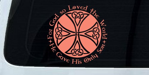 Celtic Cross John 3:16 God Loved the World Christian Car or Truck Window Decal Sticker