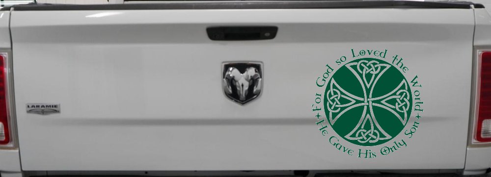 Celtic Cross John 3:16 God Loved the World Christian Car or Truck Window Decal Sticker