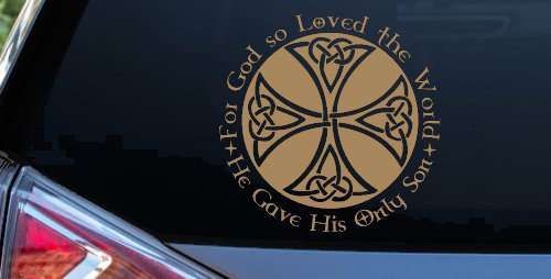 Celtic Cross John 3:16 God Loved the World Christian Car or Truck Window Decal Sticker
