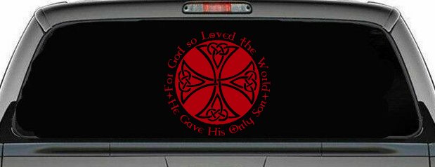 Celtic Cross John 3:16 God Loved the World Christian Car or Truck Window Decal Sticker
