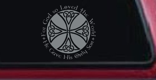 Celtic Cross John 3:16 God Loved the World Christian Car or Truck Window Decal Sticker