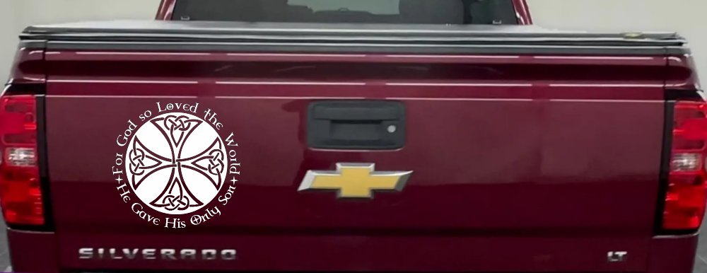 Celtic Cross John 3:16 God Loved the World Christian Car or Truck Window Decal Sticker