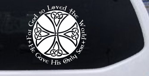 Celtic Cross John 3:16 God Loved the World Christian Car or Truck Window Decal Sticker