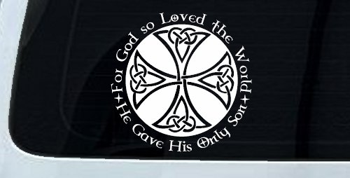 Celtic Cross John 3:16 God Loved the World Christian Car or Truck Window Decal Sticker