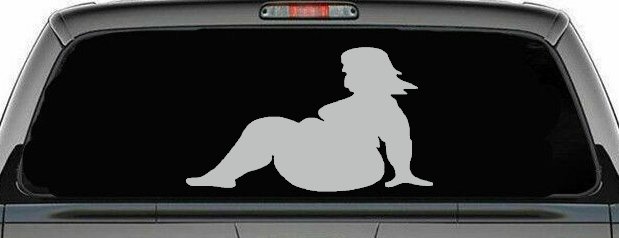 BBW Big And Beautiful Mud Flap Women Car or Truck Window Decal Sticker (Light Gray)