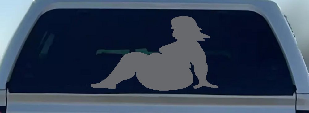 BBW Big And Beautiful Mud Flap Women Car or Truck Window Decal Sticker (Silver)