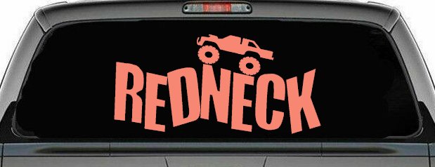 Redneck Truck Country Car or Truck Window Decal Sticker (Coral)