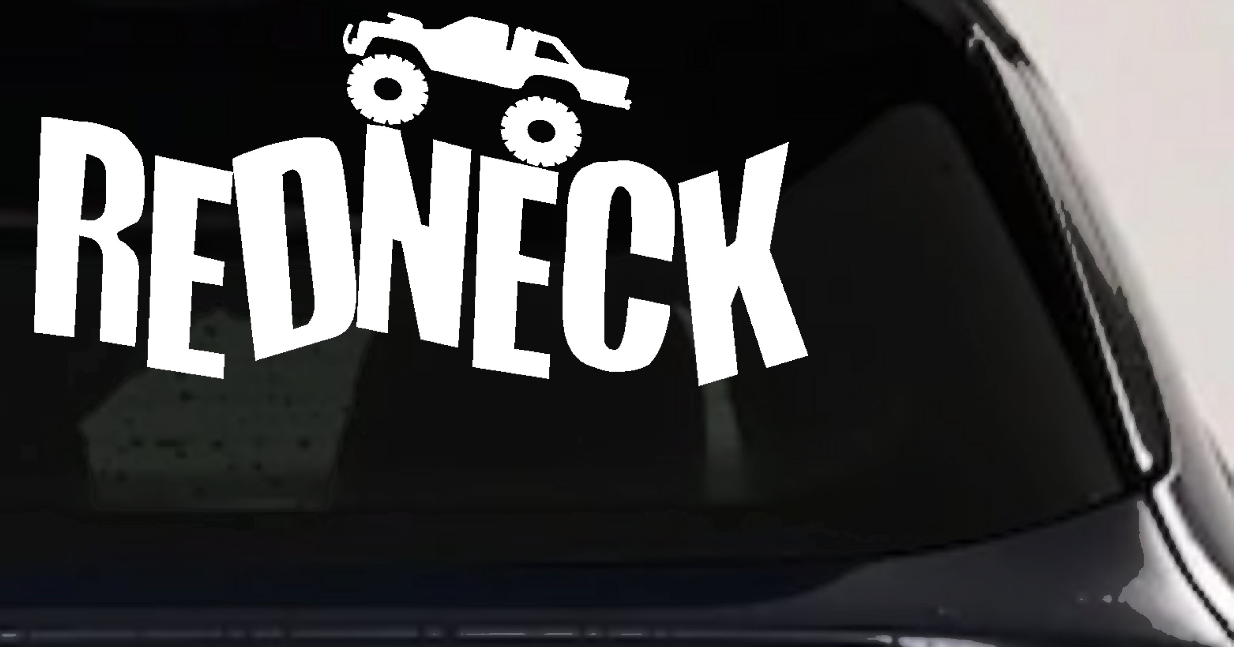 Redneck Truck Country Car or Truck Window Vinyl Decal Sticker (White)