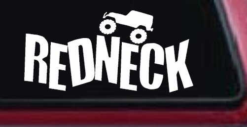 Redneck Jeep Country Car or Truck Window Decal Sticker (White)