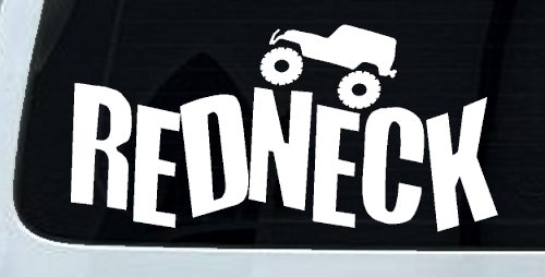 Redneck Jeep Country Car or Truck Window Decal Sticker (White)