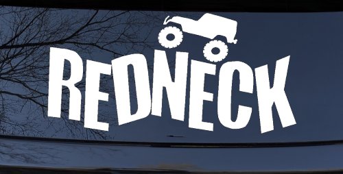 Redneck Jeep Country Car or Truck Window Decal Sticker (White)