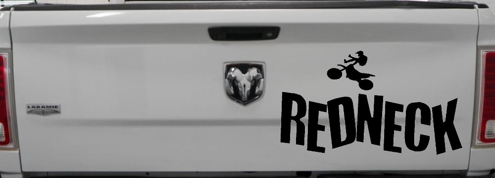 Redneck Dirtbike Country Car or Truck Window Decal Sticker (Black)