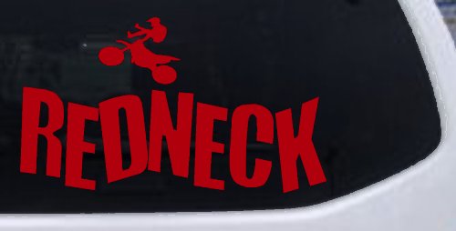 Redneck Dirtbike Country Car or Truck Window Decal Sticker (Red)