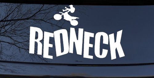Redneck Dirtbike Country Car or Truck Window Decal Sticker (White)