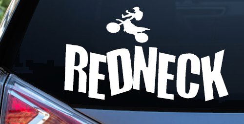 Redneck Dirtbike Country Car or Truck Window Vinyl Decal Sticker (White)