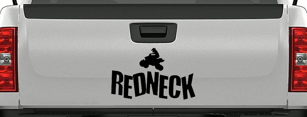 Redneck 4 Wheeler Country Car or Truck Window Decal Sticker (Black)