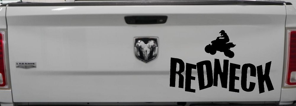 Redneck 4 Wheeler Country Car or Truck Window Decal Sticker (Black)