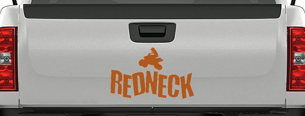 Redneck 4 Wheeler Country Car or Truck Window Decal Sticker (Nut Brown)