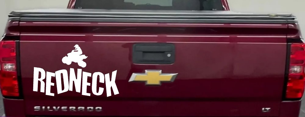 Redneck 4 Wheeler Country Car or Truck Window Decal Sticker (White)