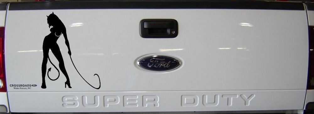 Devil Girl With Whip Car or Truck Window Vinyl Decal Sticker (Black)