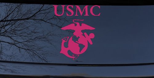 USMC With Marine Logo Military Car or Truck Window Decal Sticker (Hot Pink)