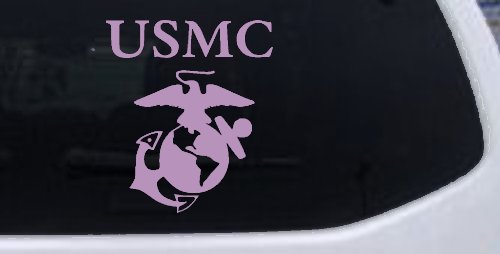 USMC With Marine Logo Military Car or Truck Window Decal Sticker (Lilac)