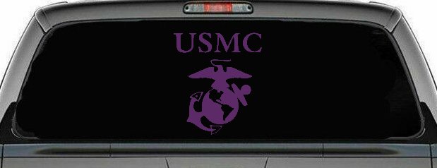 USMC With Marine Logo Military Car or Truck Window Decal Sticker (Violet)